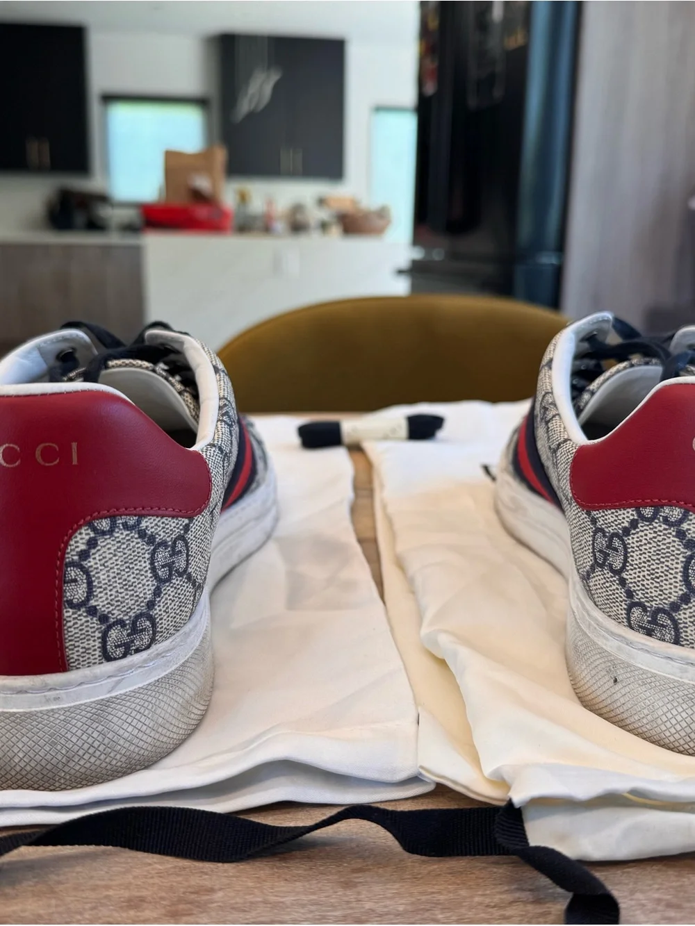 Gucci Men’s Ace GG Canvas Sneaker — Blue & Red Stripe (Gucci 7.5 - US 8.5-9)